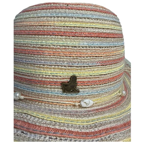 Island Beach Sunhat  Size OS in Cream and Pastels - Picture 3 of 6